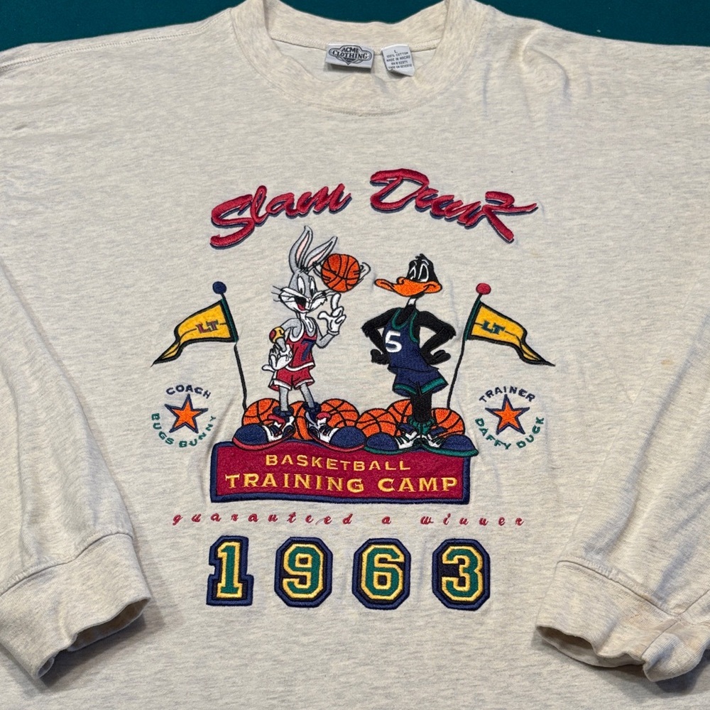 1993 Warner Bros Acme Embossed  Basketball Training Long Slve T-Shirt , L , $28